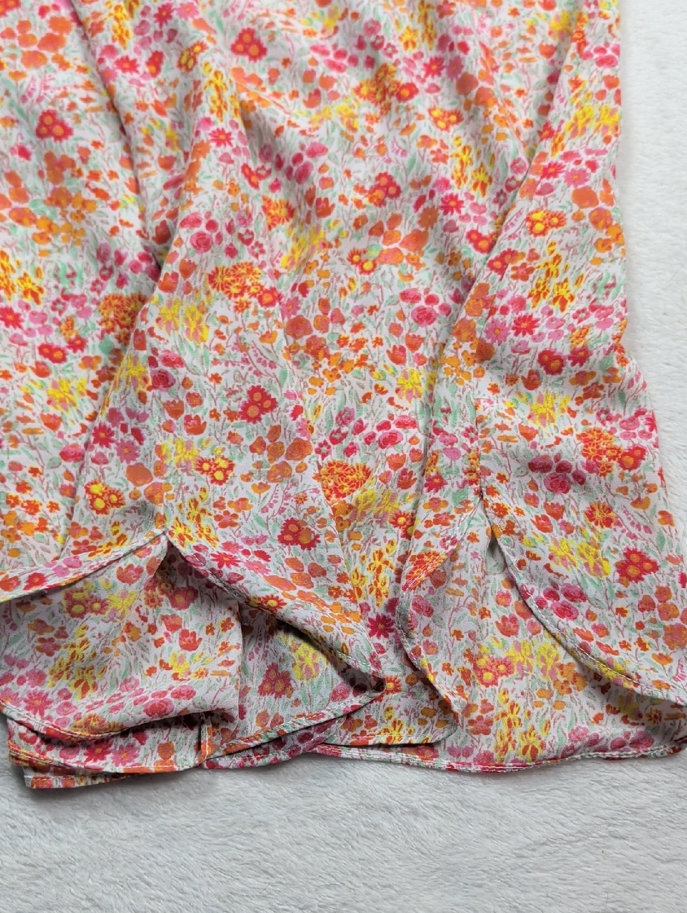 Adrianna Papell Floral Sleeveless V-Neck Blouse - Pink Orange Yellow - Size S - Picture 10 of 10